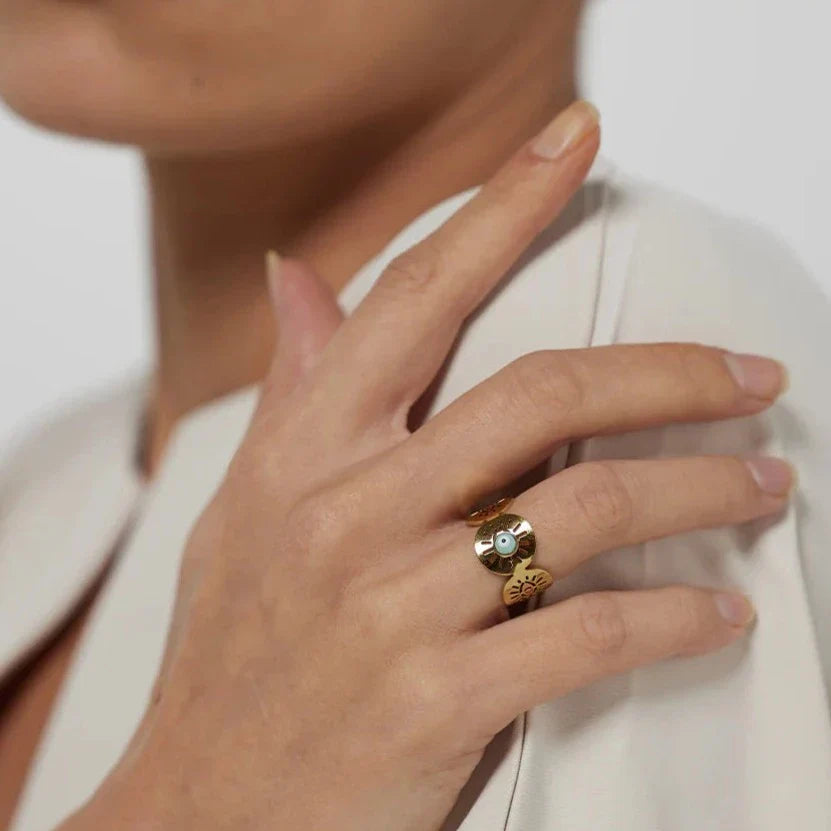 Turkish Eye Hera Ring (18K Gold Plated) | Luvesina