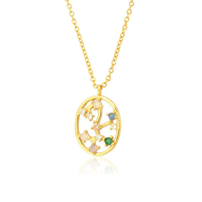 Constelaciones del Zodíaco Circonio Colorido Necklace (18K Gold Plated) | Luvesina