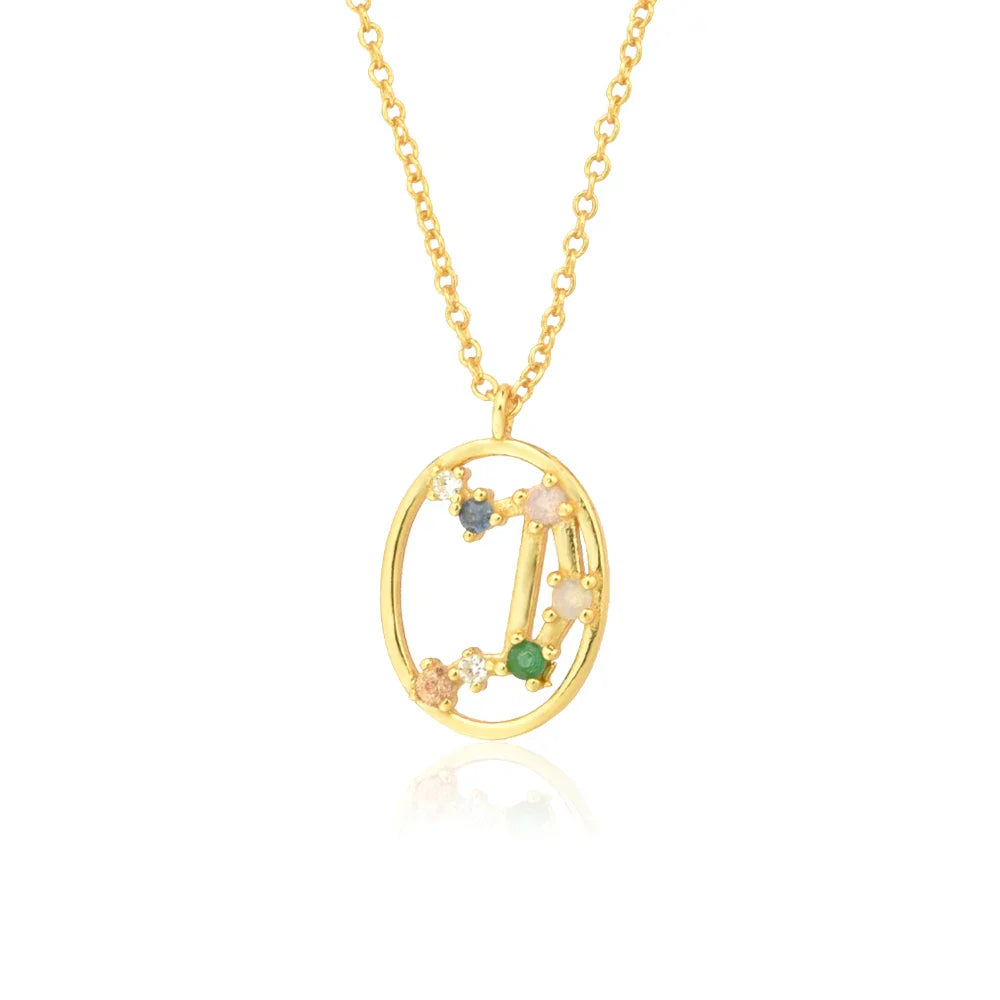 Constelaciones del Zodíaco Circonio Colorido Necklace (18K Gold Plated) | Luvesina