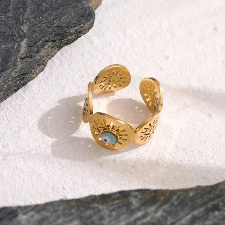 Turkish Eye Hera Ring (18K Gold Plated) | Luvesina