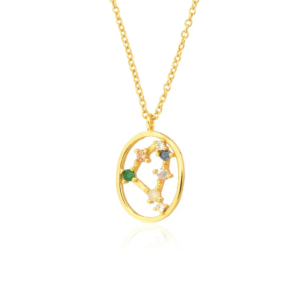 Constelaciones del Zodíaco Circonio Colorido Necklace (18K Gold Plated) | Luvesina