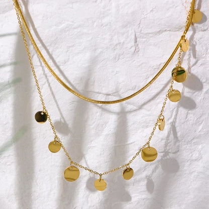 Mezcla of Necklace of Capas with Medals and Malla (18K Gold Plated) | Luvesina