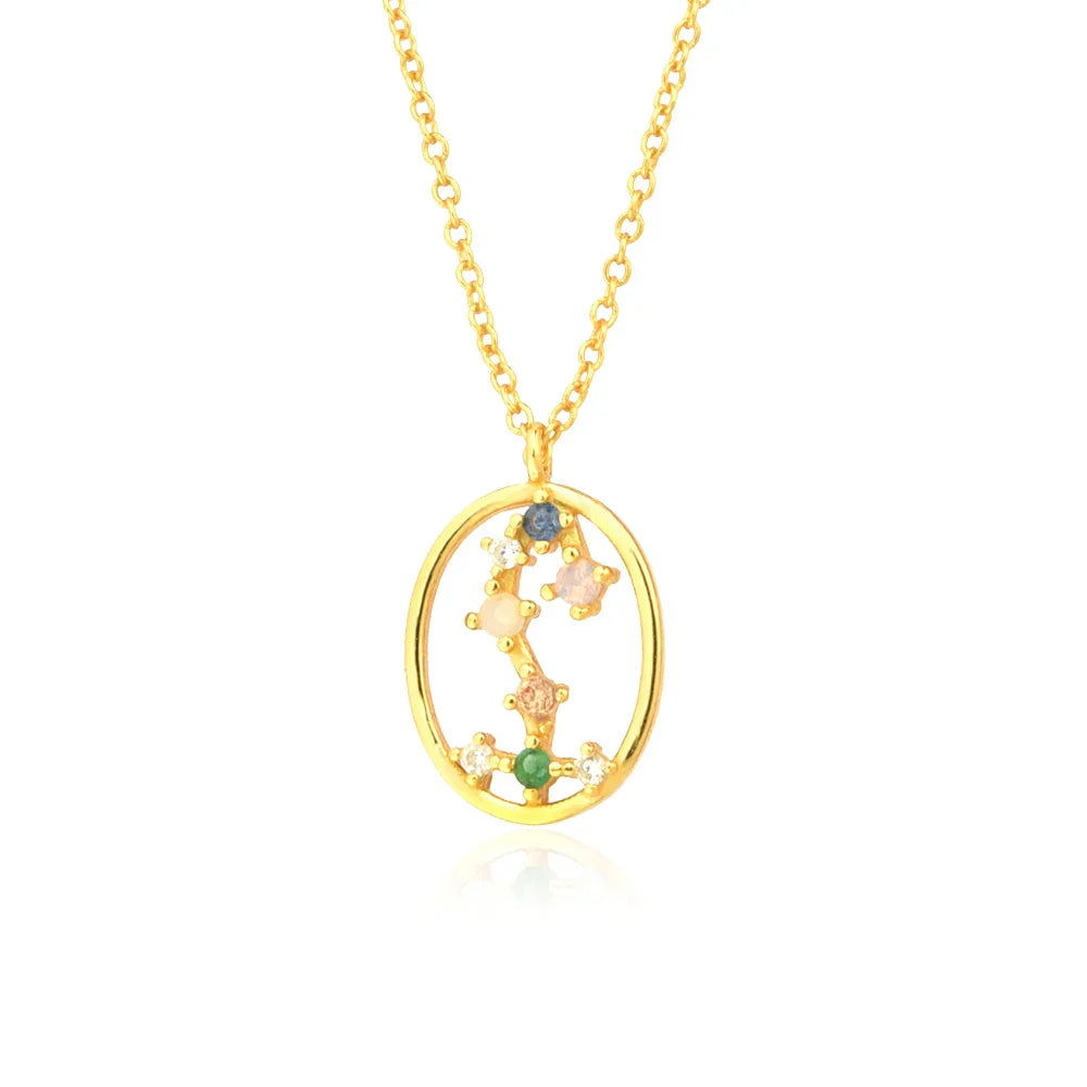 Constelaciones del Zodíaco Circonio Colorido Necklace (18K Gold Plated) | Luvesina