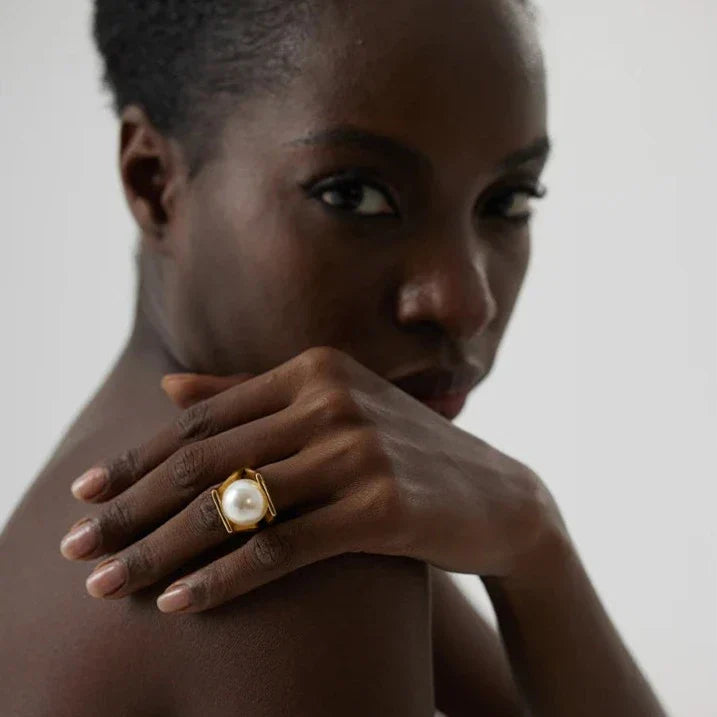 Pearl Paola Ring (18K Gold Plated) | Luvesina