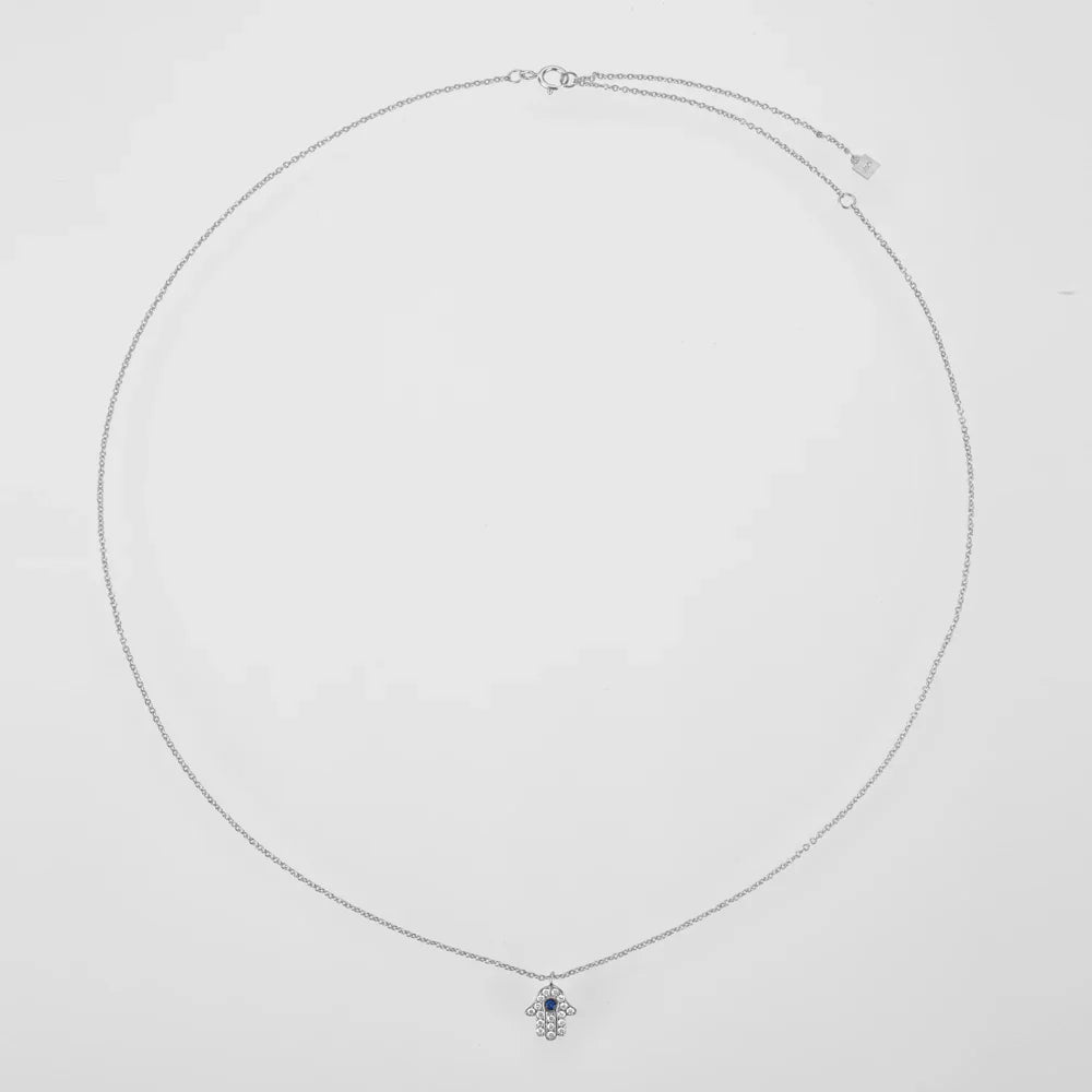 Hand of Fatima Hamsa with Zirconia Necklace (18K Gold Plated) | Luvesina
