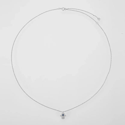 Hand of Fatima Hamsa with Zirconia Necklace (18K Gold Plated) | Luvesina