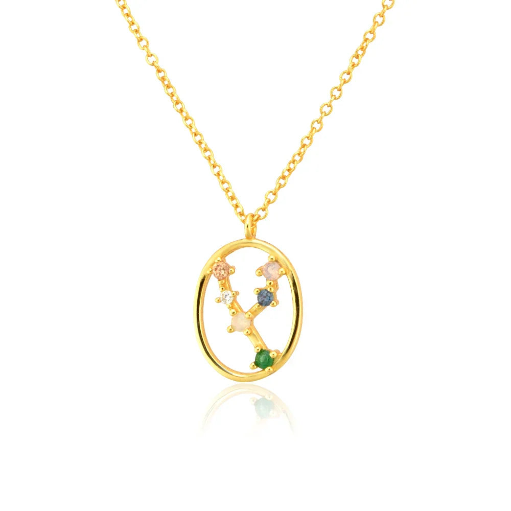 Constelaciones del Zodíaco Circonio Colorido Necklace (18K Gold Plated) | Luvesina