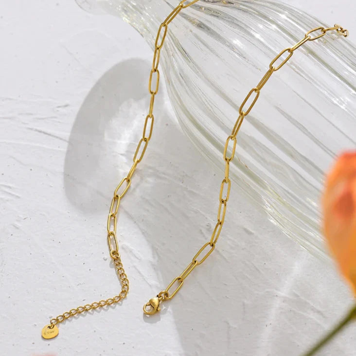 Pearl Rústica with Links Necklace (18K Gold Plated) | Luvesina
