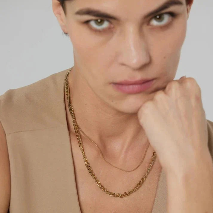 Capas of Malla and Chain Necklace (18K Gold Plated) | Luvesina
