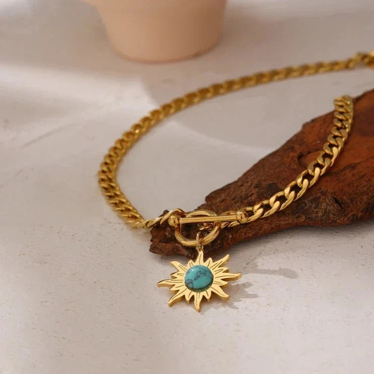 Sun of Mayo Chain Necklace (18K Gold Plated) | Luvesina