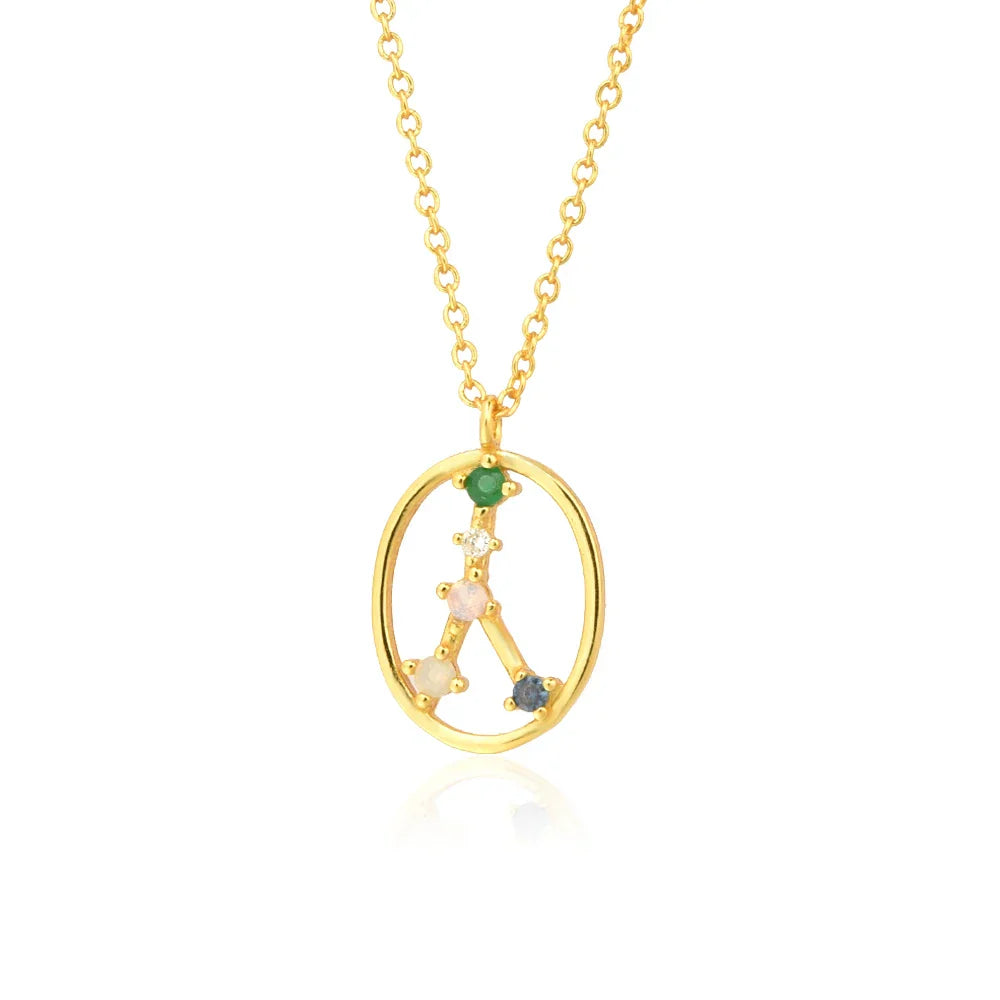 Constelaciones del Zodíaco Circonio Colorido Necklace (18K Gold Plated) | Luvesina