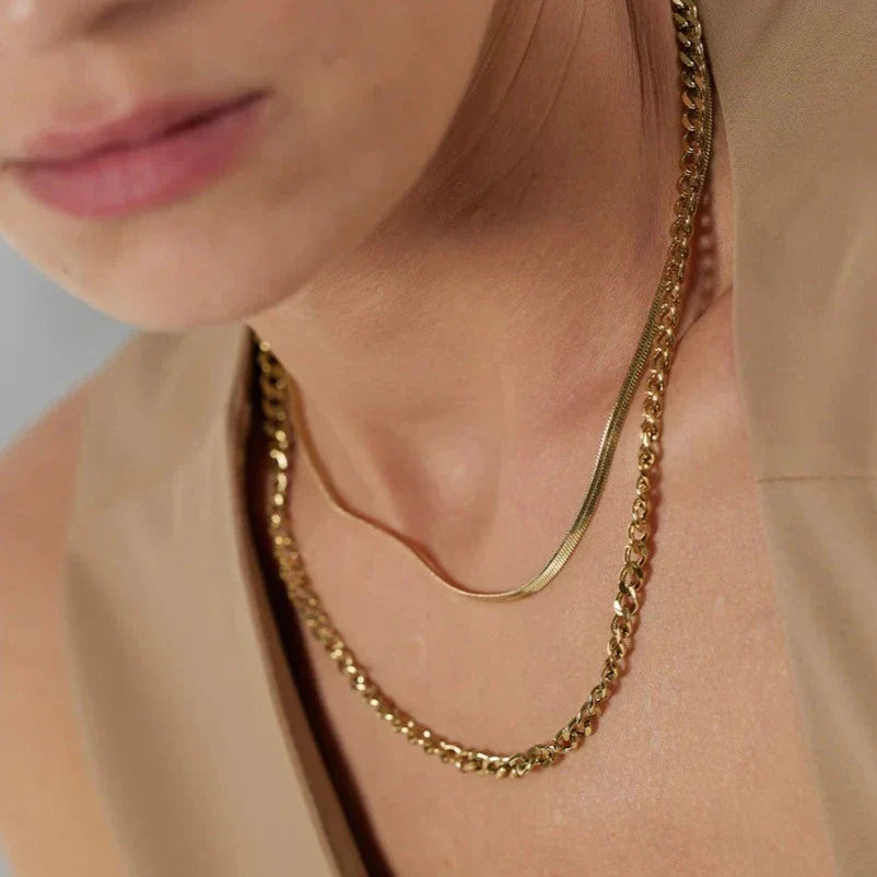 Capas of Malla and Chain Necklace (18K Gold Plated) | Luvesina