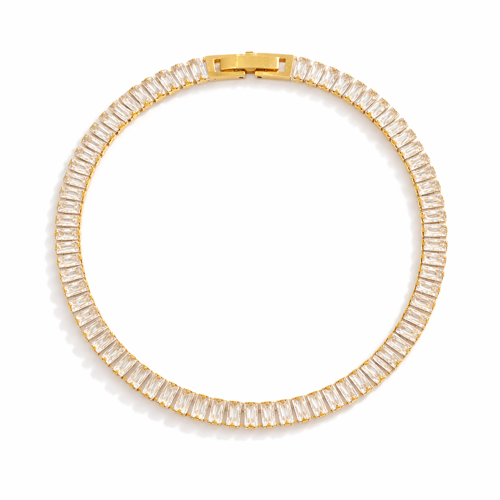 Riviera with Zirconia Baguette Bracelet (Gold Plated) | Luvesina