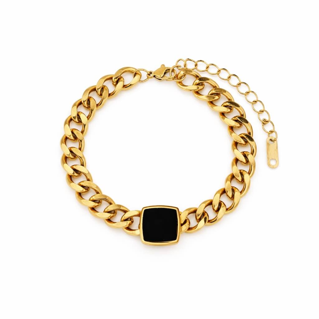 Chain Ónix Square Bracelet (Gold Plated) | Luvesina
