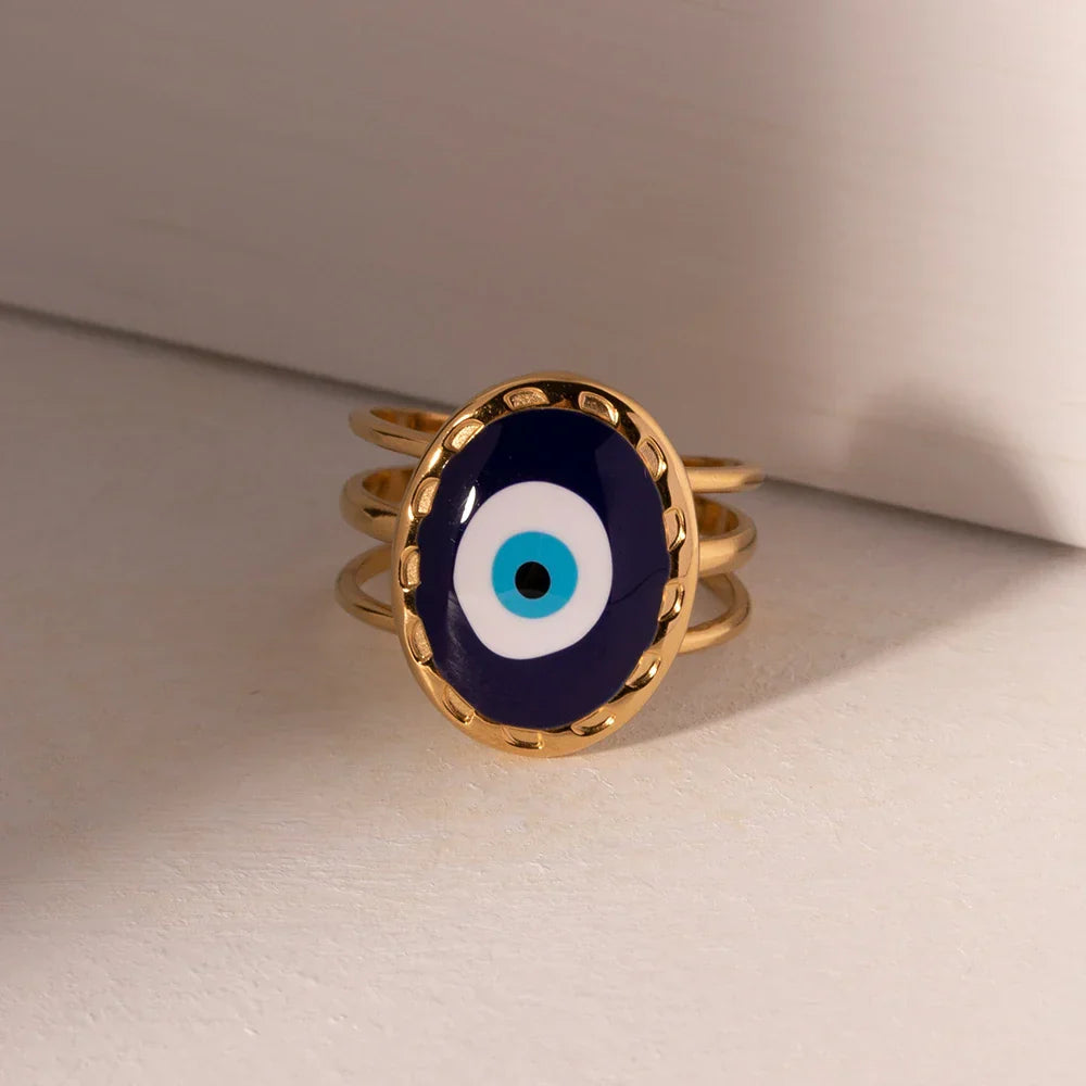 Amulet Turkish Eye Ring (Gold Plated) | Luvesina