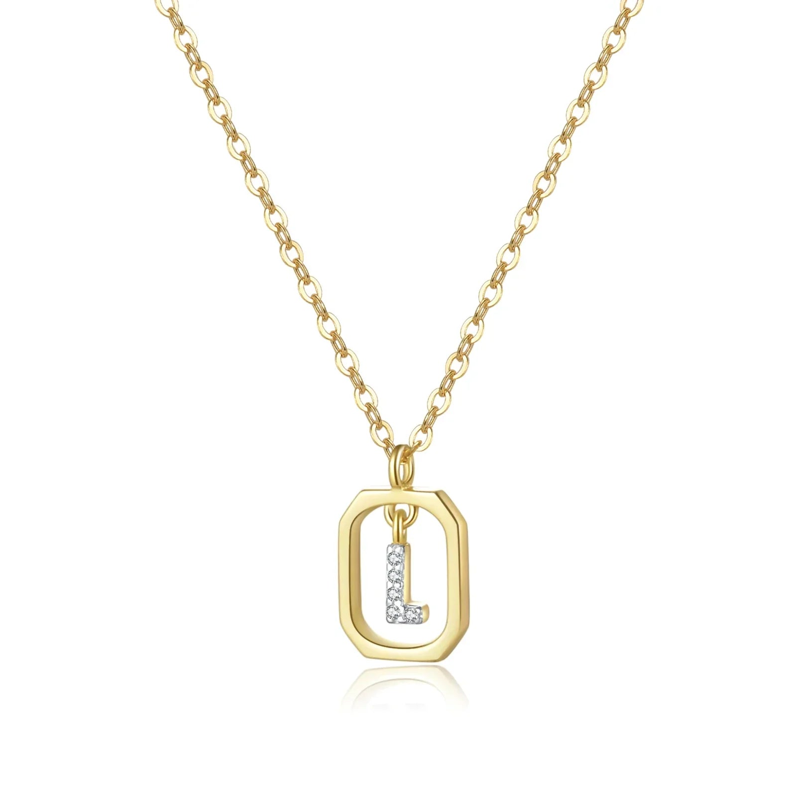 Iniciales with Zirconia Necklace (18K Gold Plated) | Luvesina