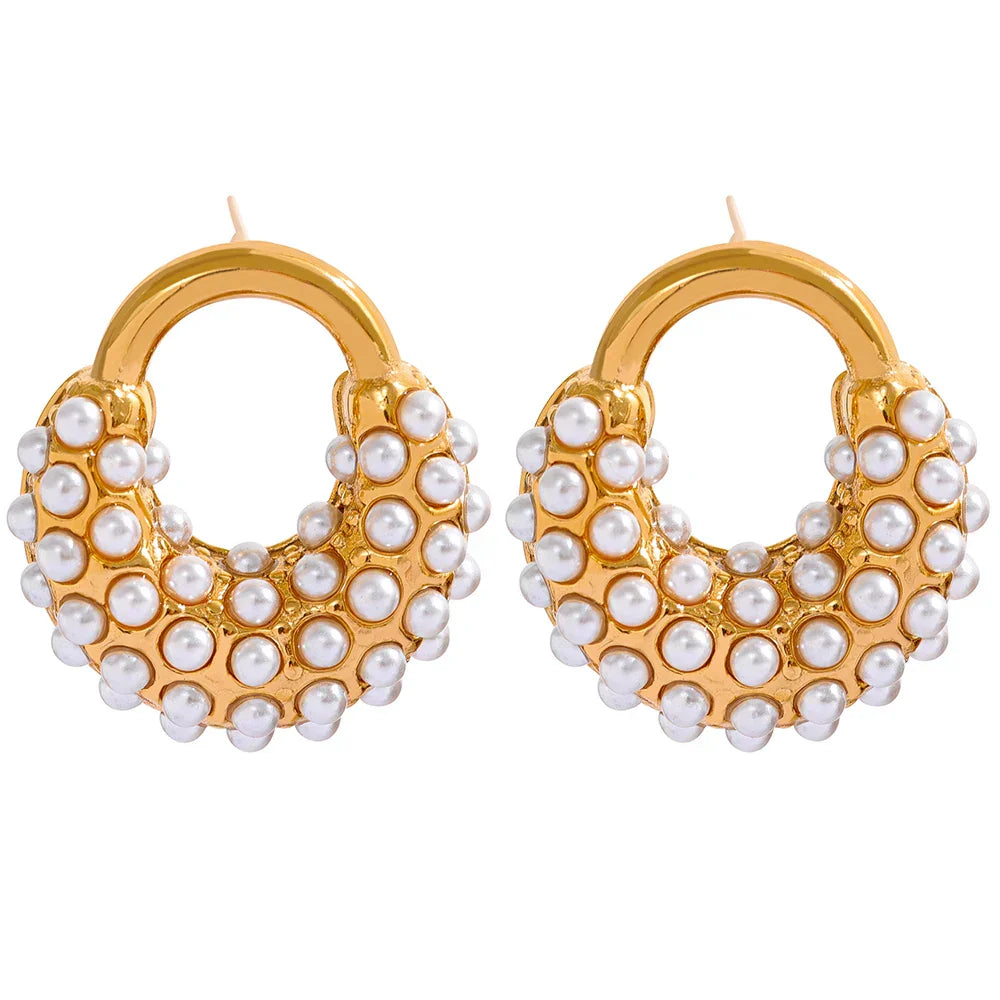 Set Spike Pearl: Bracelet + Earring + Ring (18K Gold Plated) | Luvesina