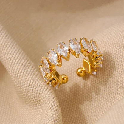 Vicenza with Crown of Zirconia Marquise Ring (18K Gold Plated) | Luvesina