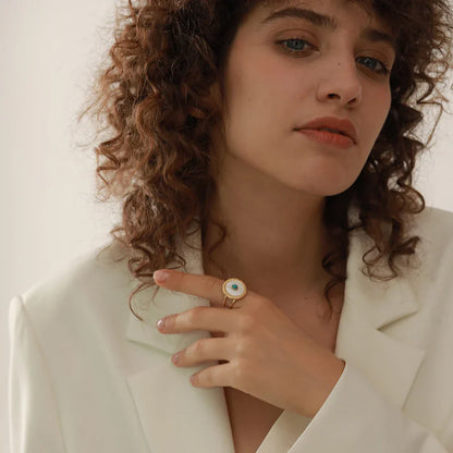 Turkish Eye Gaia Ring (18K Gold Plated) | Luvesina