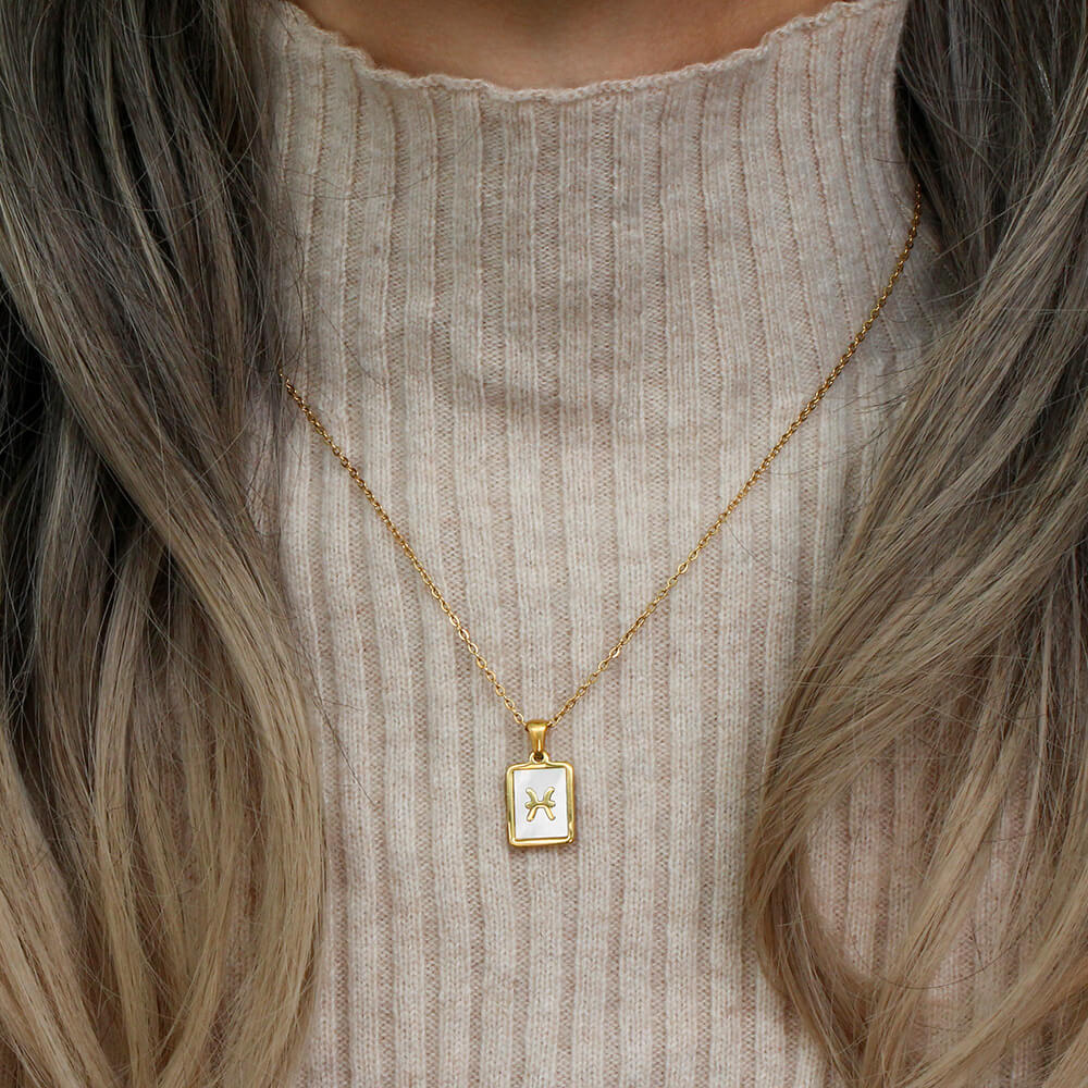 Collection of Necklaces Signos del Zodiac Perlado (18K Gold Plated) | Luvesina