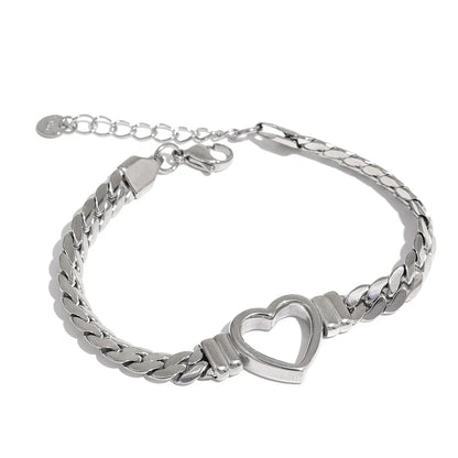 Heart with Chain of Links Grandes Bracelet (18K Gold Plated) | Luvesina