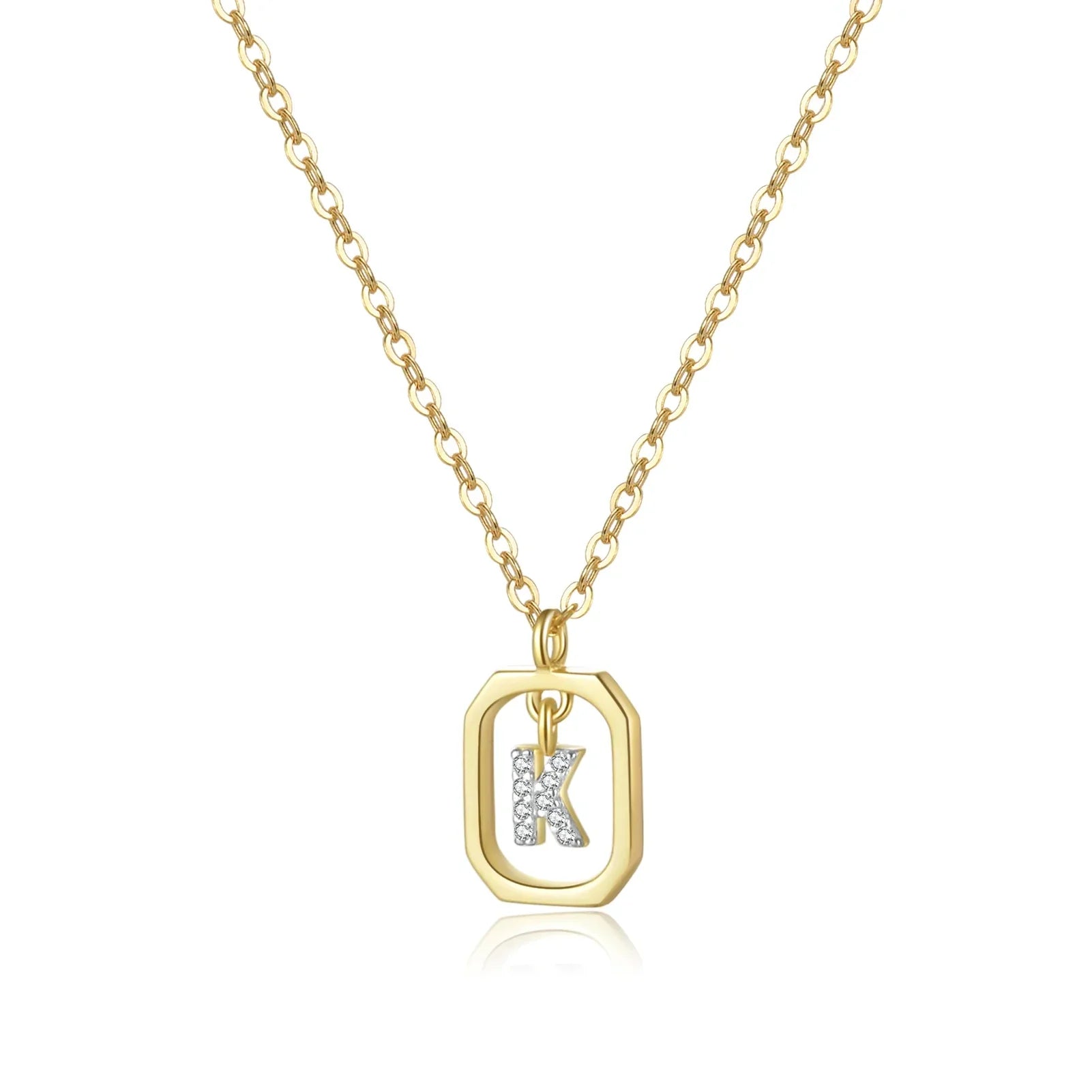 Iniciales with Zirconia Necklace (18K Gold Plated) | Luvesina