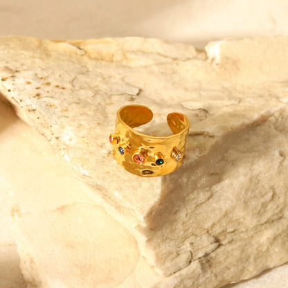 Queen Hammered Texture Ring (18K Gold Plated) | Luvesina
