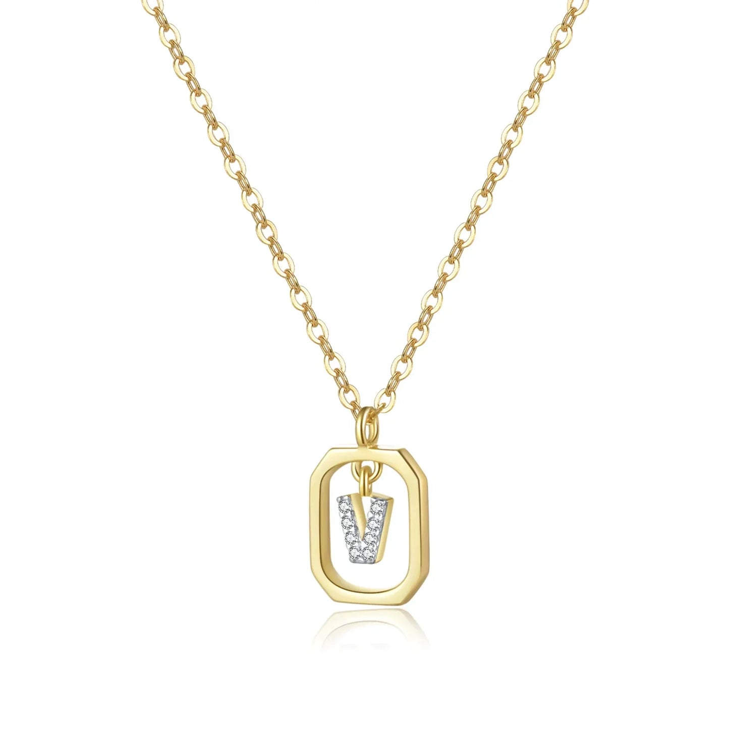 Iniciales with Zirconia Necklace (18K Gold Plated) | Luvesina