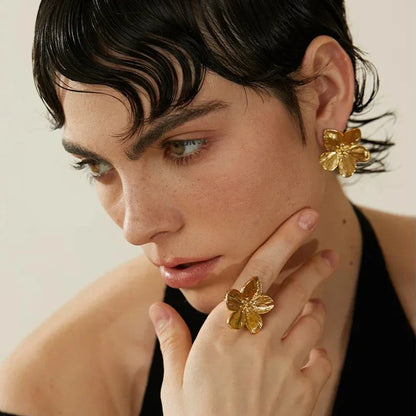 Cherry Blossom Earring (18K Gold Plated) | Luvesina