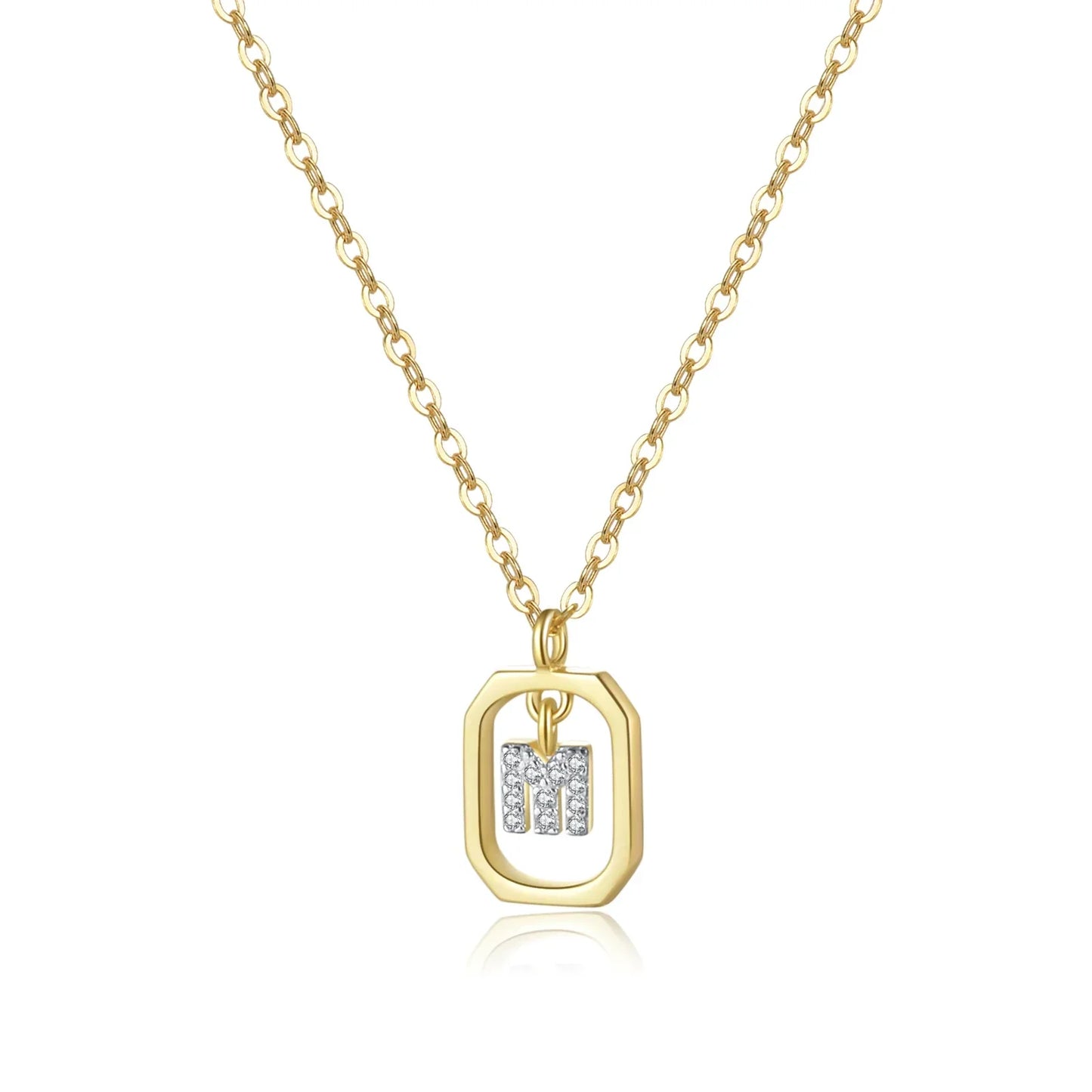 Iniciales with Zirconia Necklace (18K Gold Plated) | Luvesina