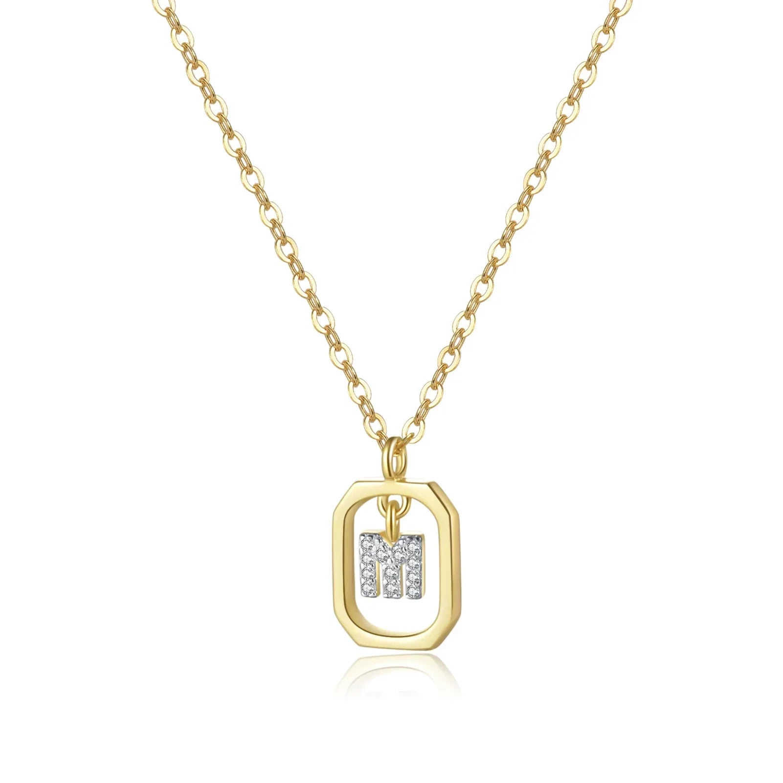 Iniciales with Zirconia Necklace (18K Gold Plated) | Luvesina