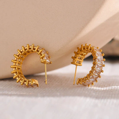 Aro Serena Zirconia Earring (18K Gold Plated) | Luvesina