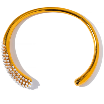 Set Spike Pearl: Bracelet + Earring + Ring (18K Gold Plated) | Luvesina