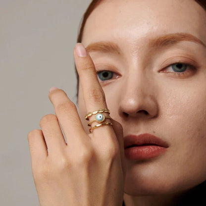 Turkish Eye Afrodita Ring (18K Gold Plated) | Luvesina