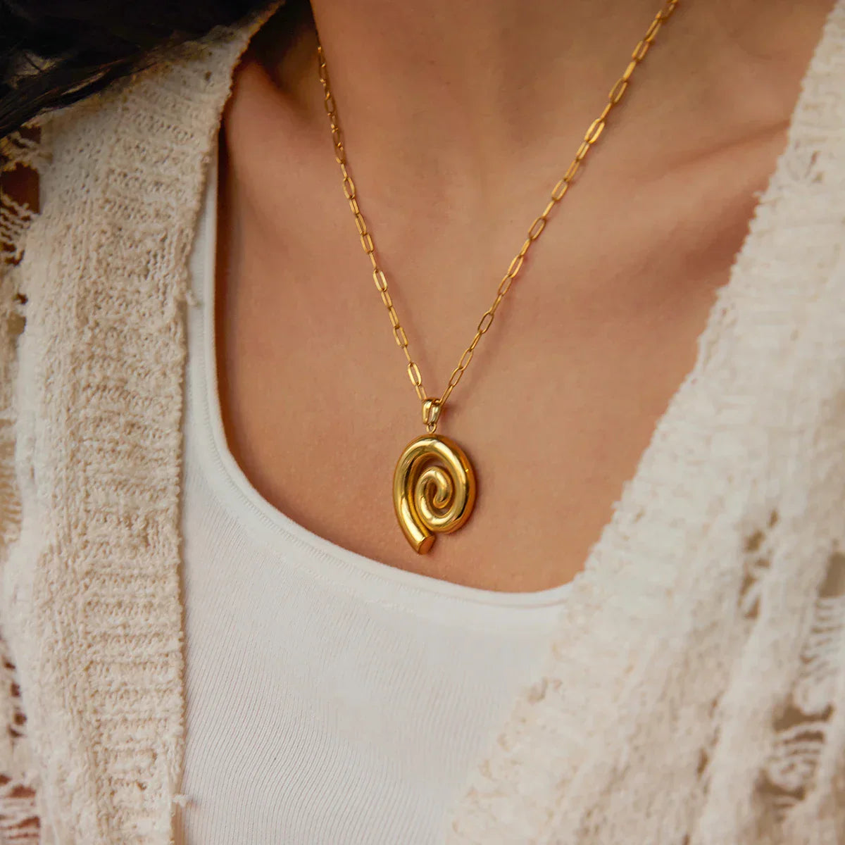 Espiral Grueso Necklace (18K Gold Plated) | Luvesina