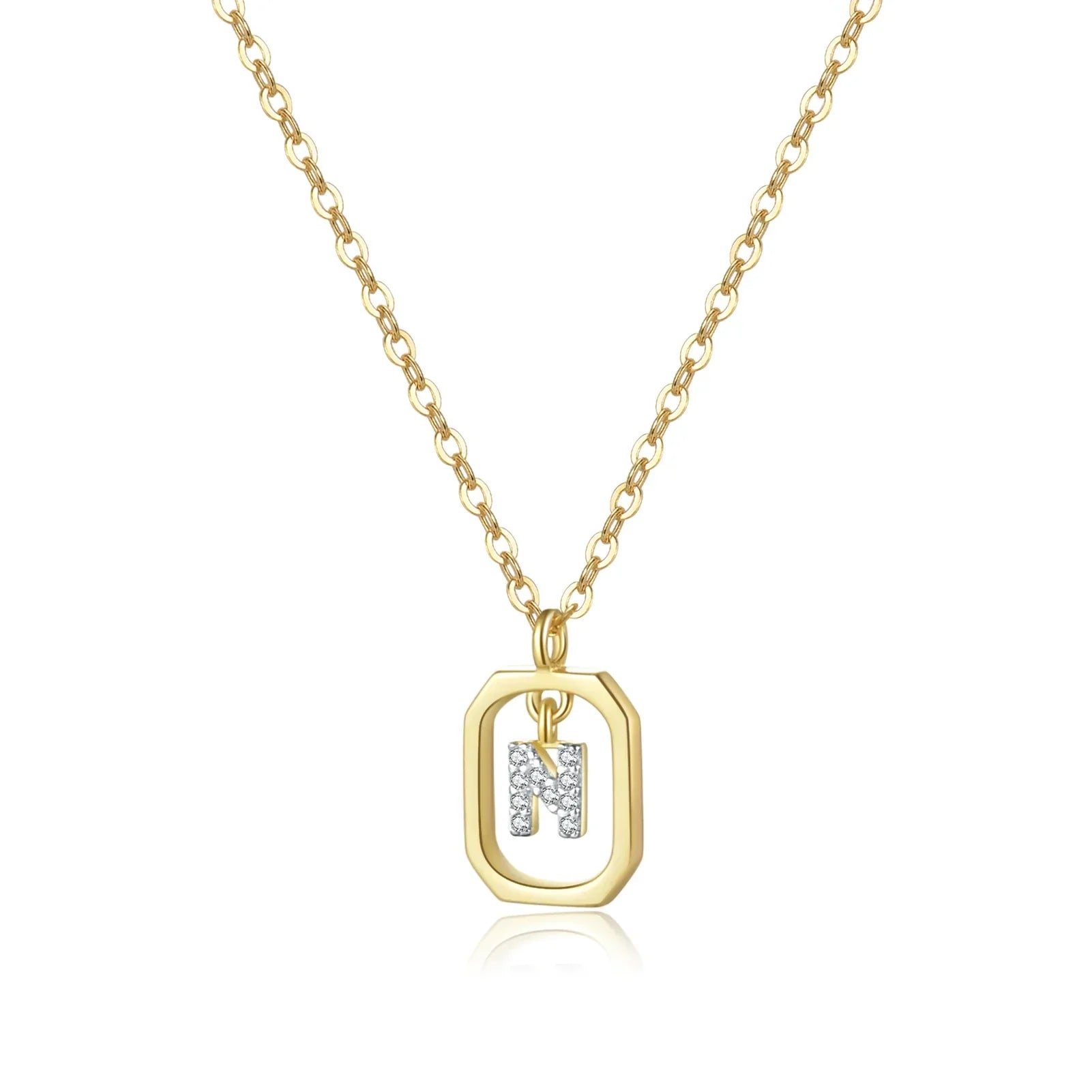 Iniciales with Zirconia Necklace (18K Gold Plated) | Luvesina