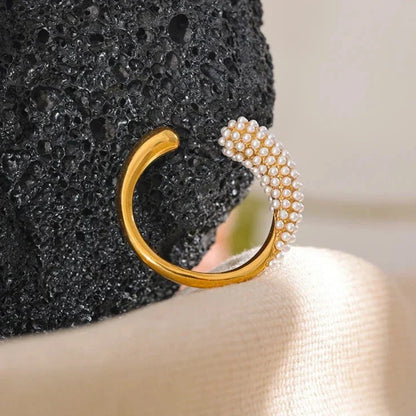 Spike with Pearls Adjustable Ring (18K Gold Plated) | Luvesina