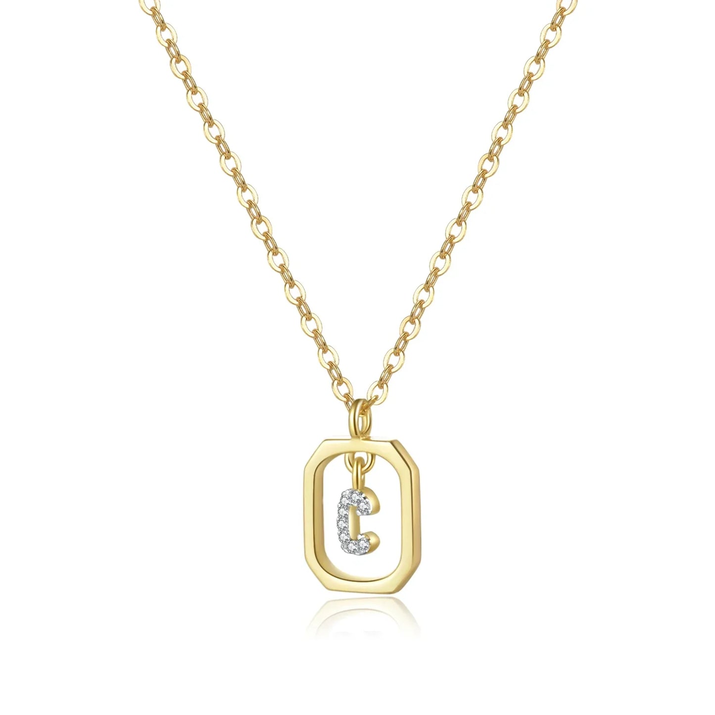 Iniciales with Zirconia Necklace (18K Gold Plated)