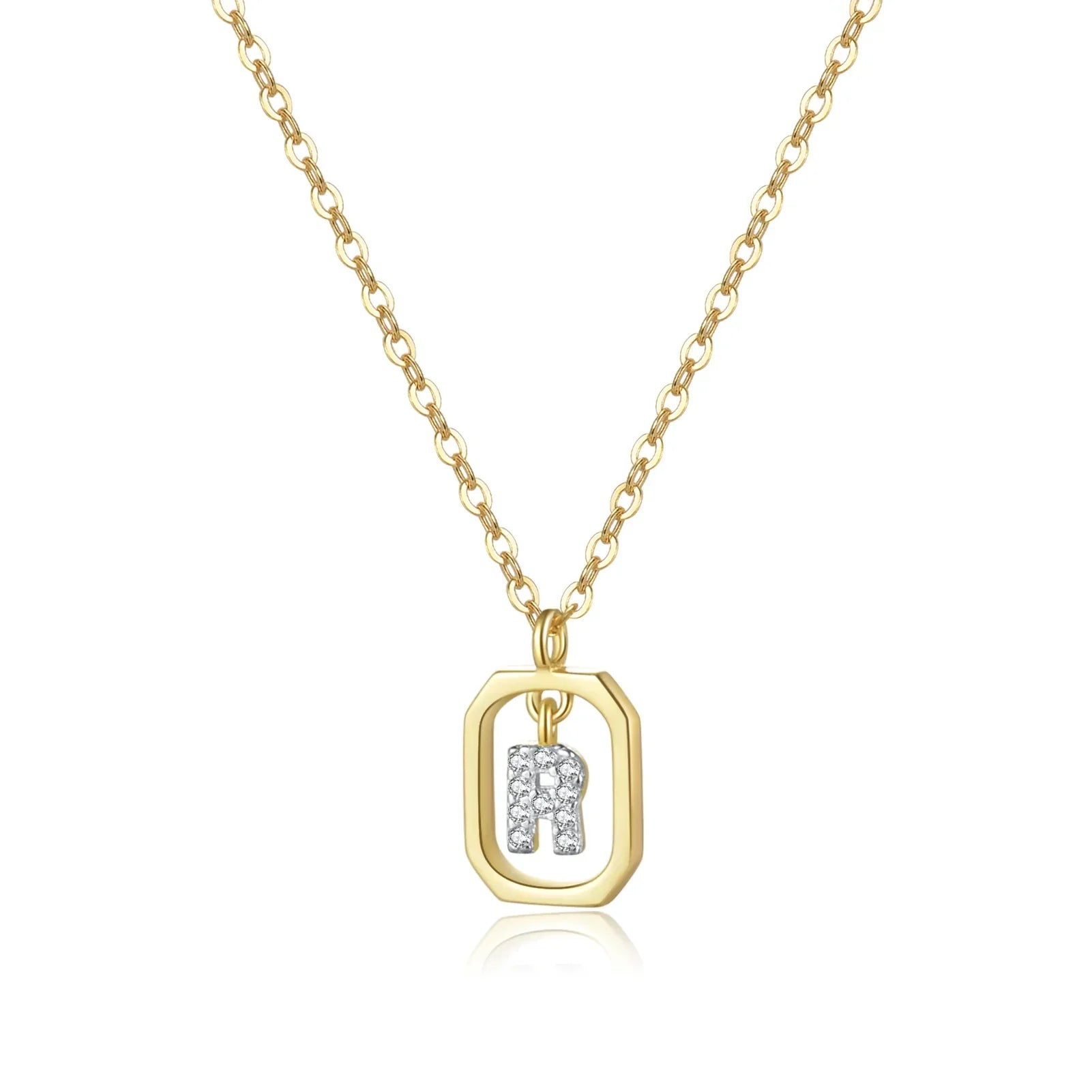 Iniciales with Zirconia Necklace (18K Gold Plated) | Luvesina