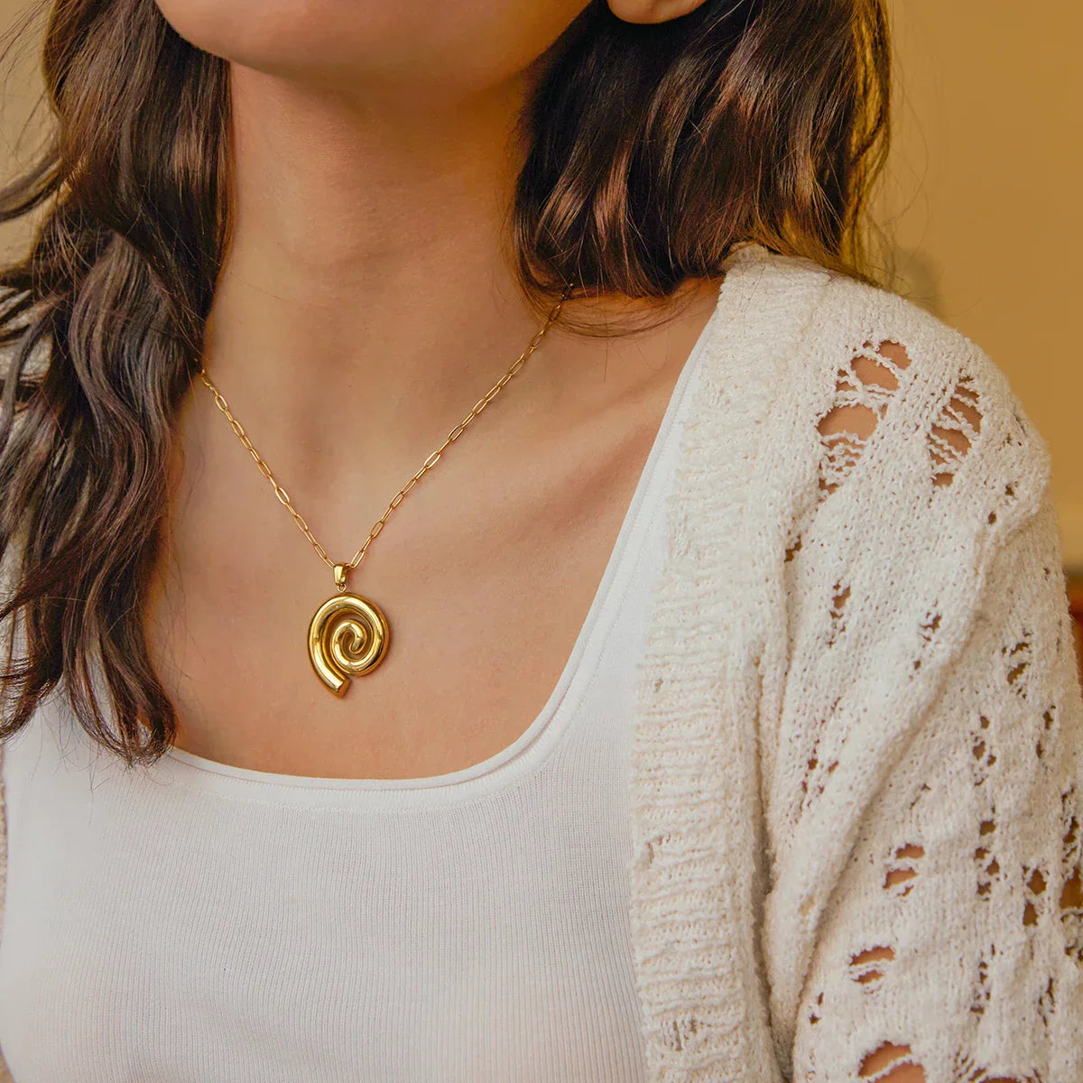 Espiral Grueso Necklace (18K Gold Plated) | Luvesina