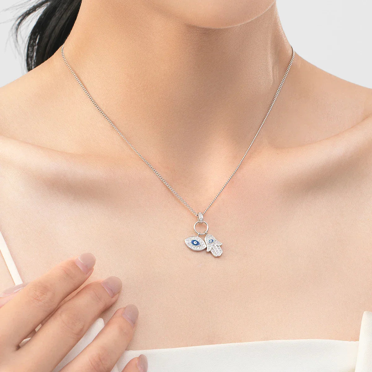 Turkish Eye Zirconia Necklace (Sterling Silver 925) | Luvesina