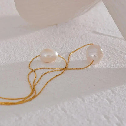 Pearl Dos Capas Necklace (18K Gold Plated) | Luvesina