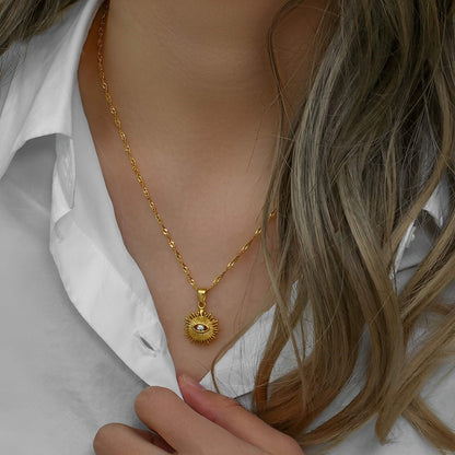 Set Occhio: Necklace + Ring Adjustable (Bañados in Gold 18K) | Luvesina