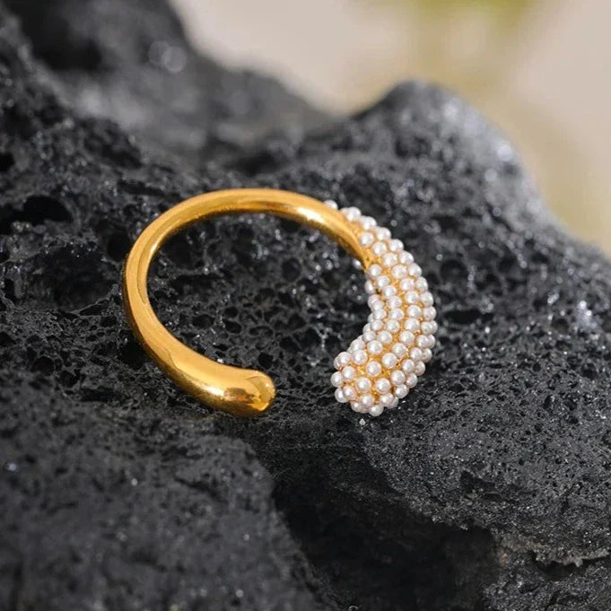 Spike with Pearls Adjustable Ring (18K Gold Plated) | Luvesina