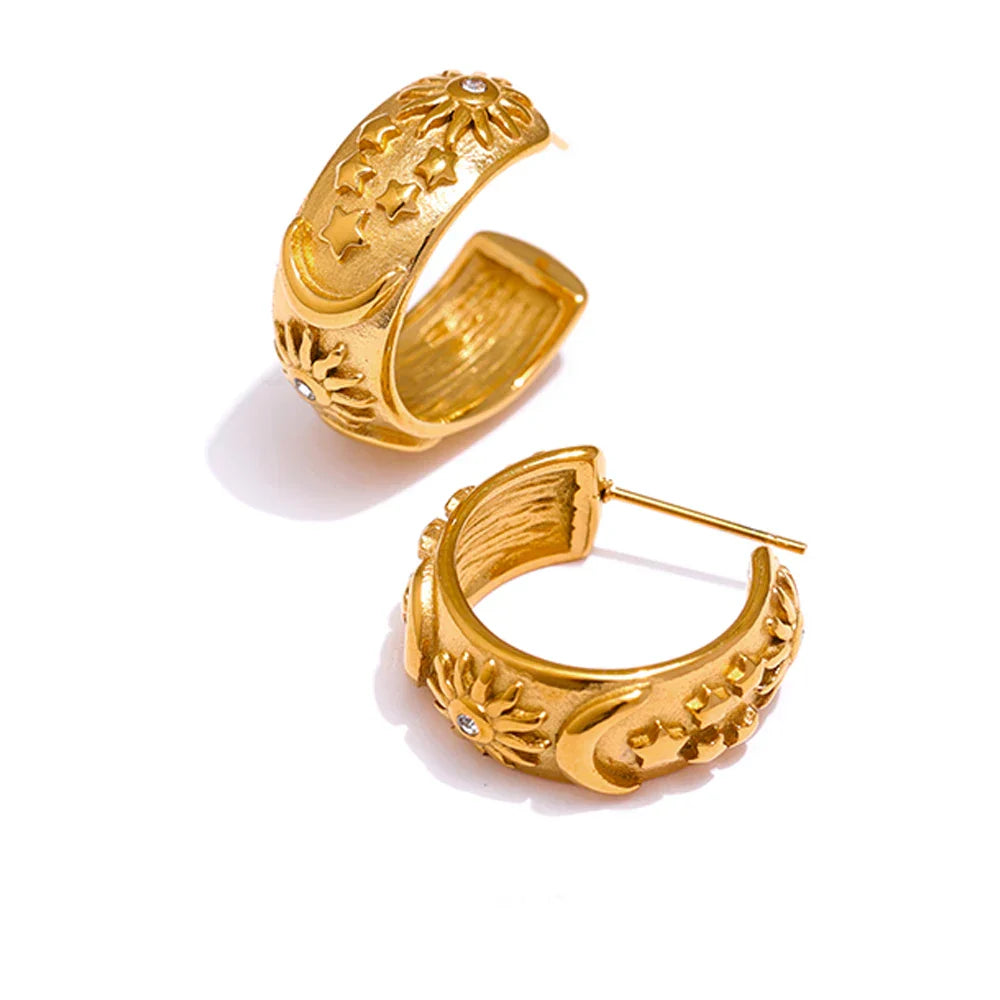 Set Celeste: Brazalete + Earring + Ring (18K Gold Plated) | Luvesina