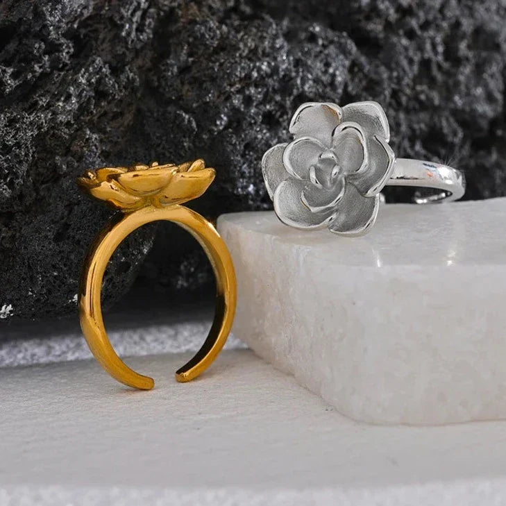 Lotus Adjustable Ring (18K Gold Plated) | Luvesina