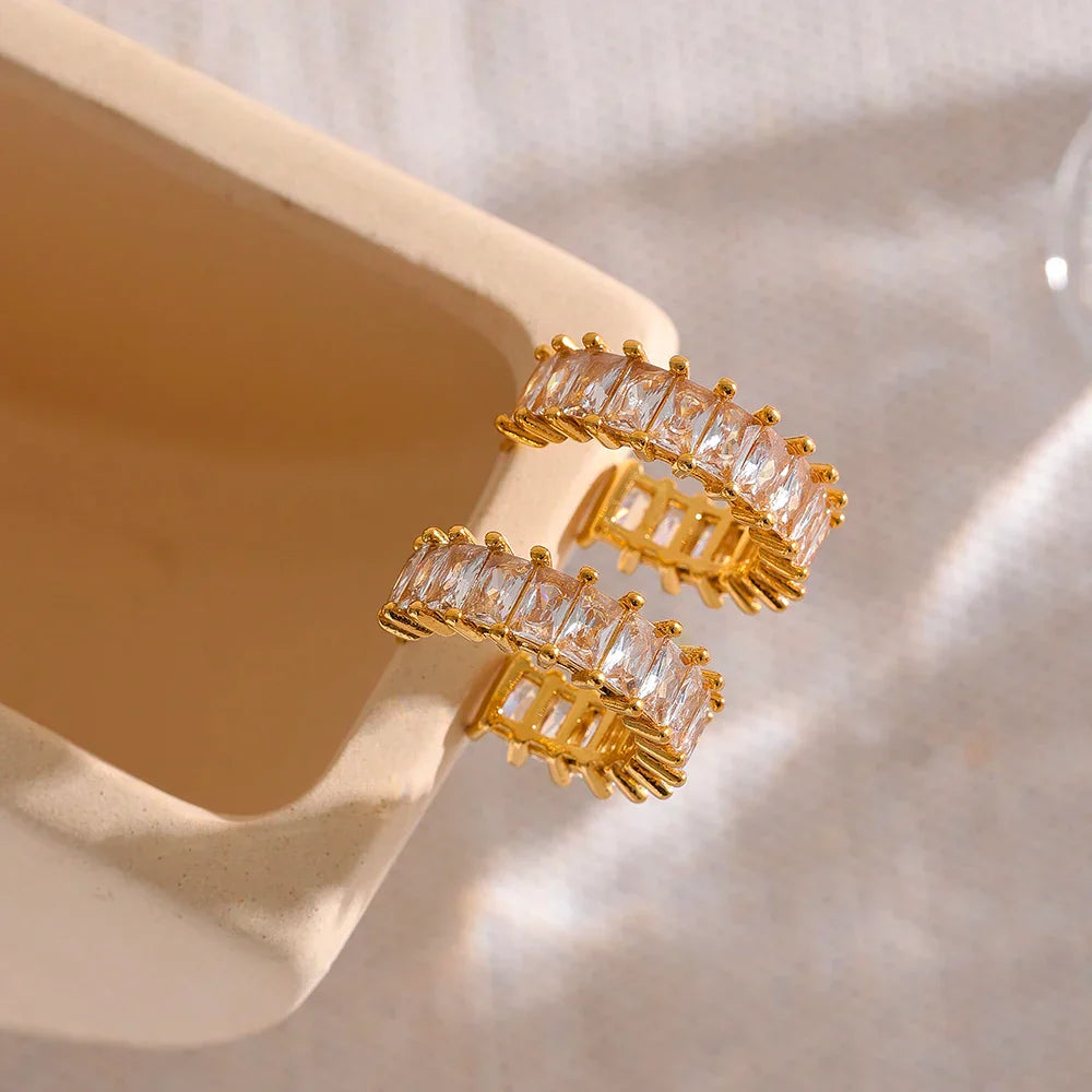 Aro Serena Zirconia Earring (18K Gold Plated) | Luvesina