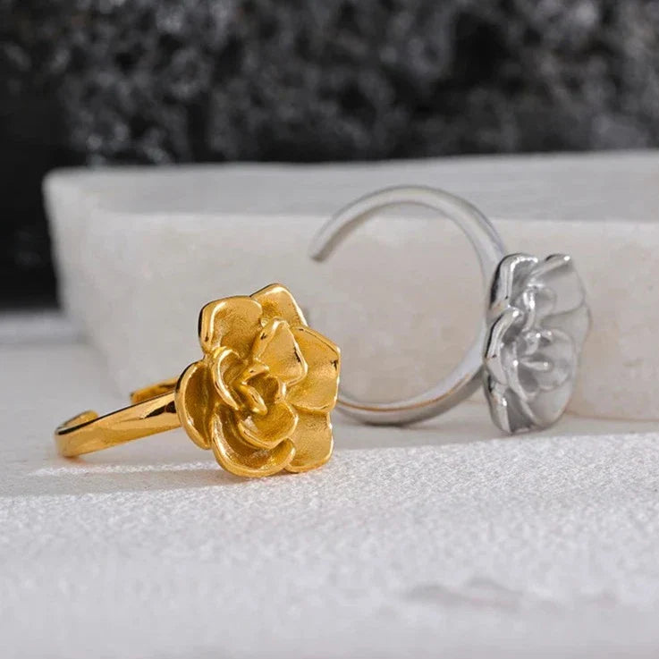 Lotus Adjustable Ring (18K Gold Plated) | Luvesina