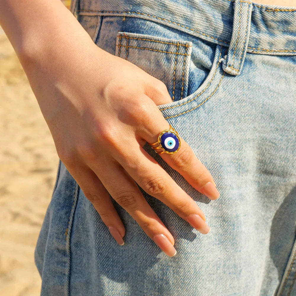 Amulet Turkish Eye Ring (Gold Plated) | Luvesina