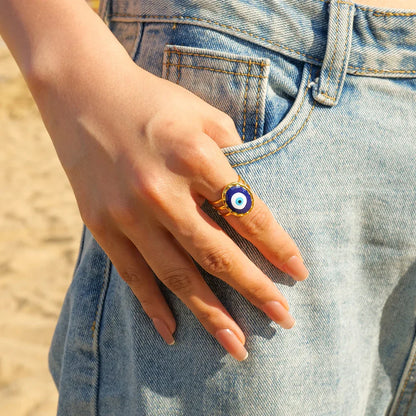 Amulet Turkish Eye Ring (Gold Plated) | Luvesina